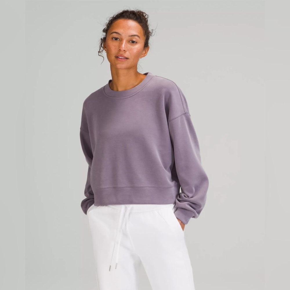 Lululemon Softstreme Perfectly Oversized Cropped Crew Dusky Lavender Size 14